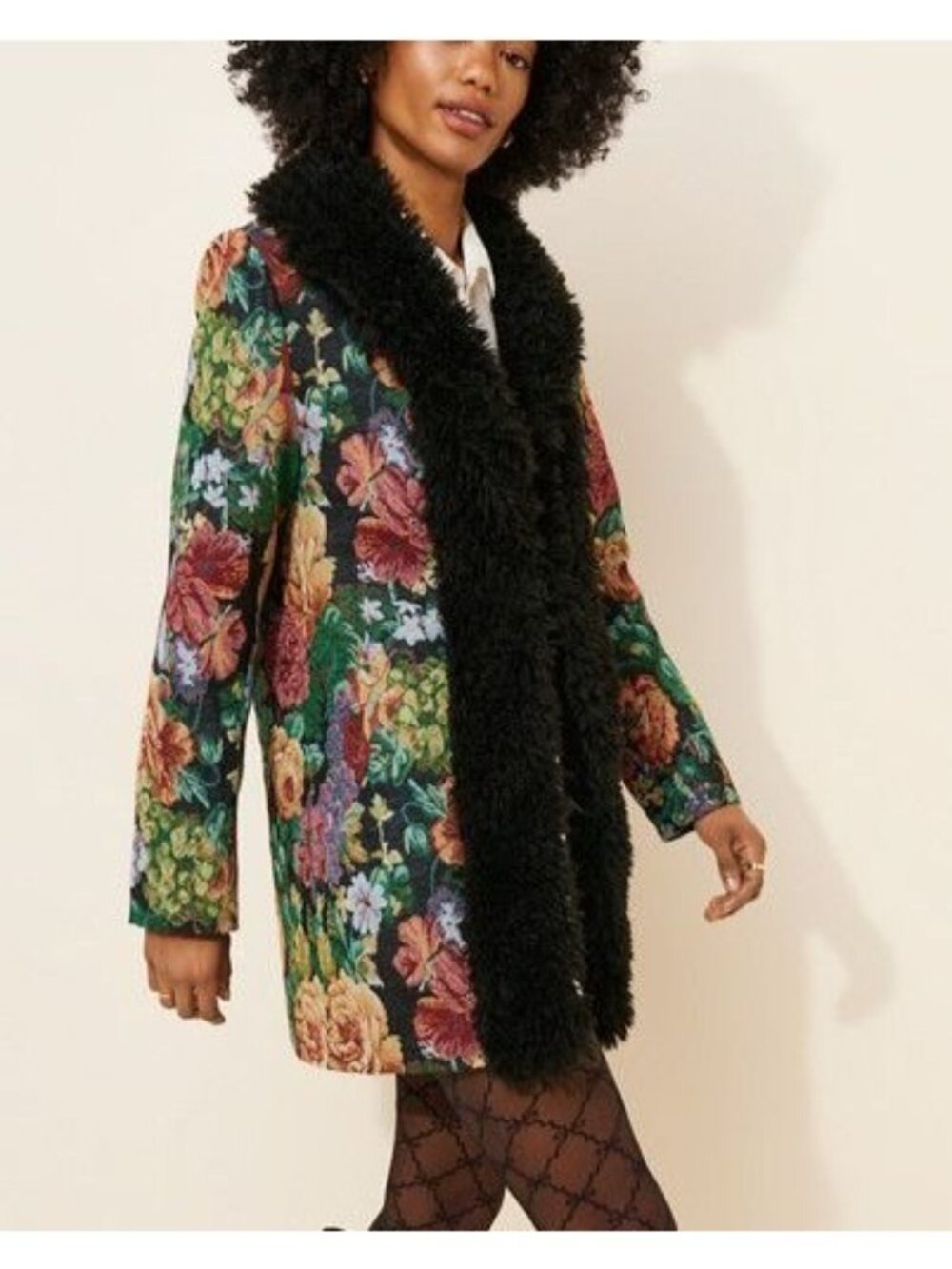 Unreal Fur Monarch Tapestry Coat Old Money Vintage Luxury Faux Fur Womens S